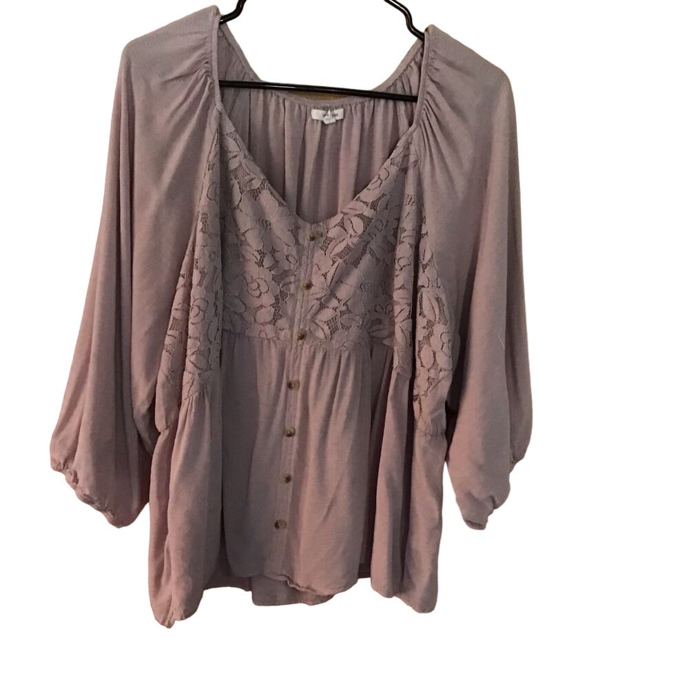 Maurices Boho Coquette Girly Lace Front Poet Blouse 2X